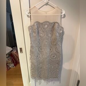 Kay Unger Metallic Lace Mini Dress